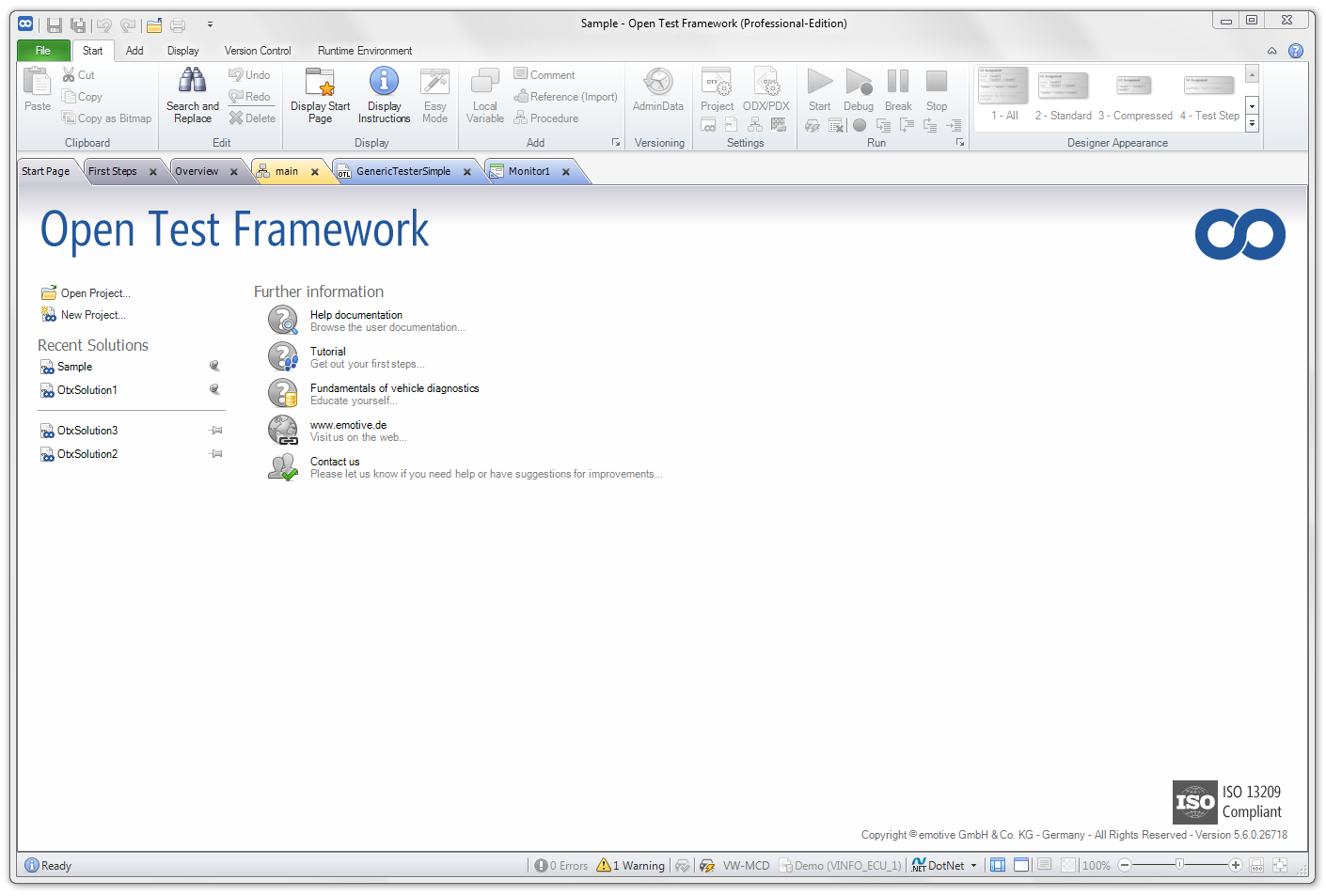 The Start Page provides quick access to solutions and to additional help informationpx